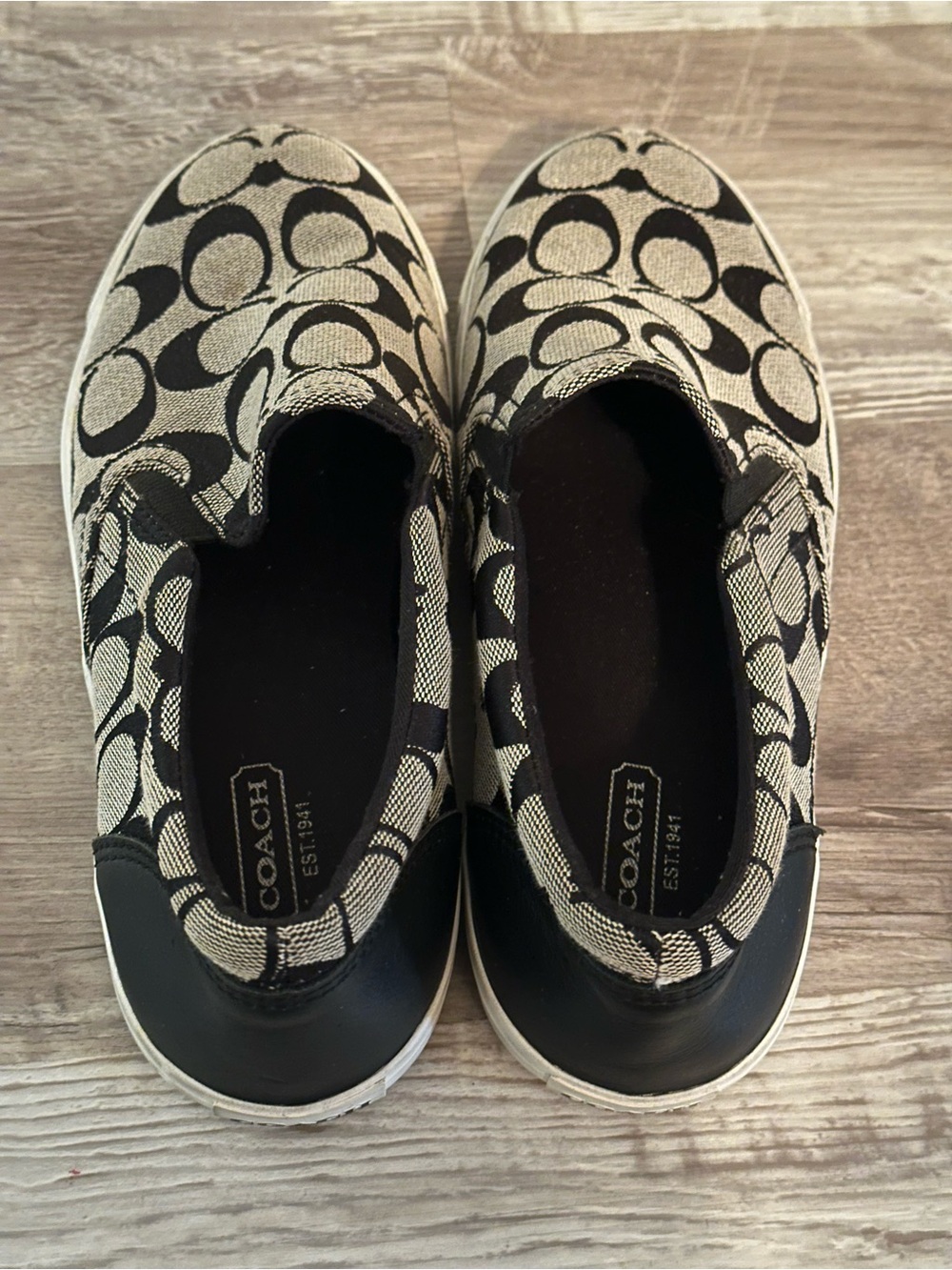 Coach Black and Cream Signature Slip-On Sneakers - Picture 3 of 3